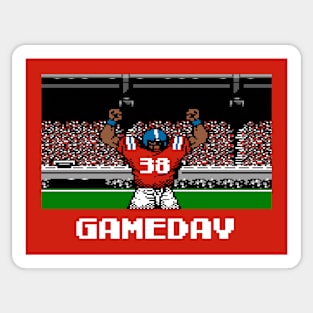 Red and Blue Football Gameday Retro 8 Bit Linebacker Sticker